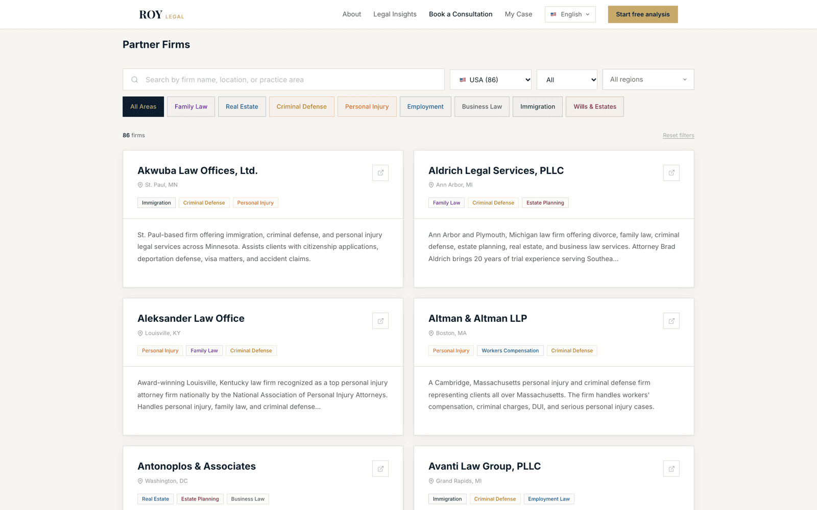 Connect with a law firm
